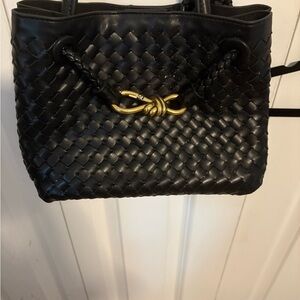 Elegant Black Woven Tote Bag